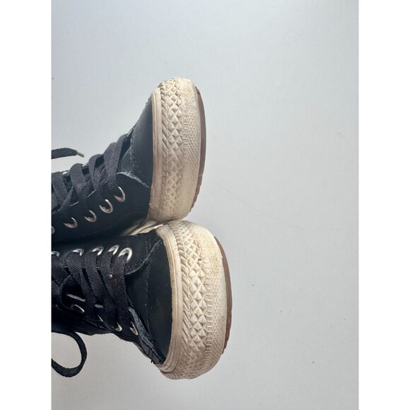 Kids' CONVERSE Chuck Taylor PC Black/Burnt Caramel Leather Boot Sneakers, Size 1 - Picture 9 of 16